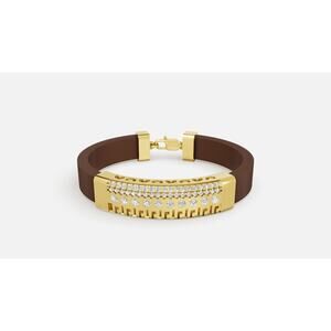 1.48 ctw Diamond Rubber Bracelet 14K Yellow Gold Men's Bracelet